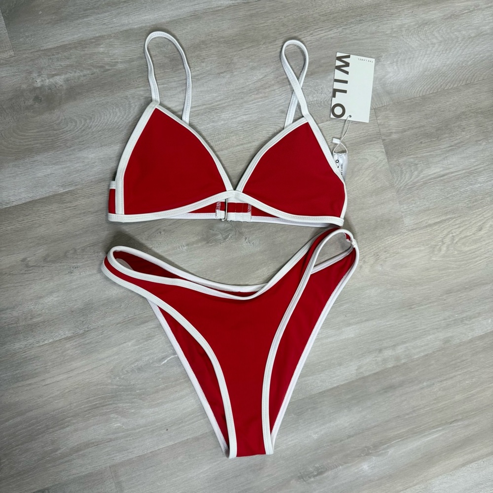 NWT Wilo The Label Red Biquini Set Bottom Sz M top Sz S - Picture 1 of 8